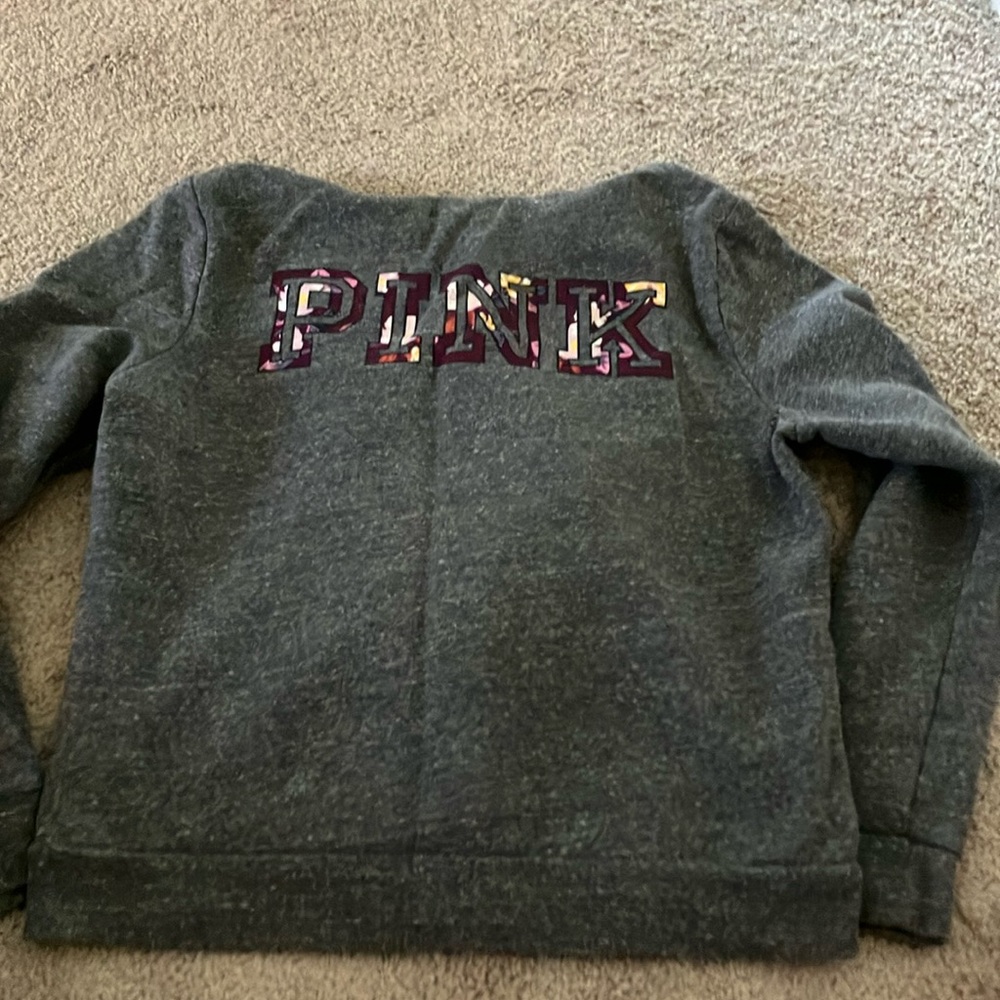 Pink Victoria’s Secret large hooded sweatshirt zip up